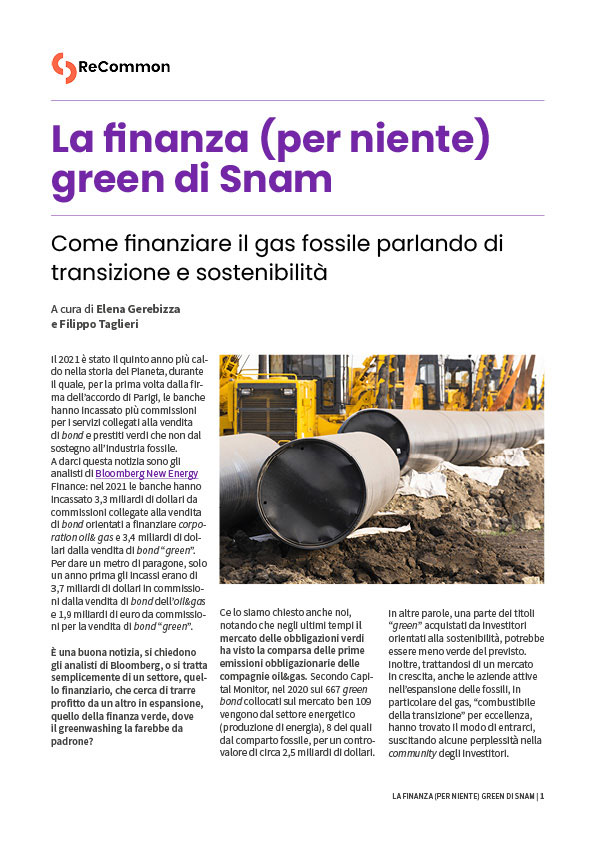 La finanza (per niente green) di Snam