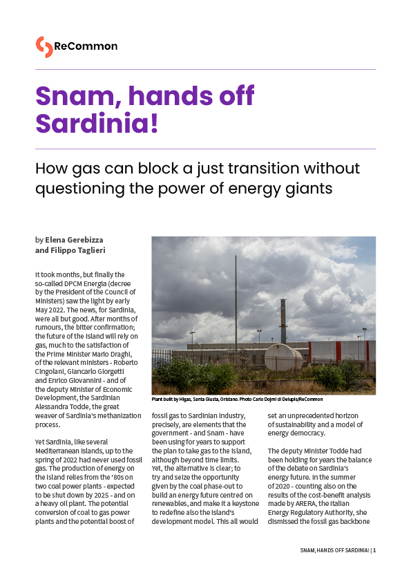 Snam, hands off Sardinia!