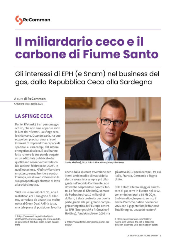 Il miliardario ceco e il carbone di Fiume Santo - gli interessi di EPH (e Snam) nel business del gas, dalla Repubblica Ceca alla Sardegna